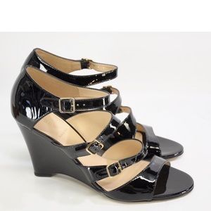 Jcrew black patent leather wedge heel